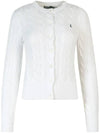 Women's Embroidered Logo Pony Cable Cardigan White - POLO RALPH LAUREN - BALAAN 3