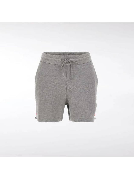 Women's Pique Stripe Rib Gusset Shorts Light Grey - THOM BROWNE - BALAAN 2