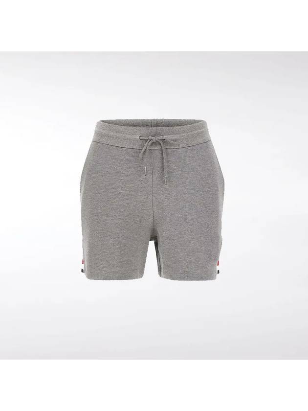 Women's Pique Stripe Rib Gusset Shorts Light Grey - THOM BROWNE - BALAAN 3