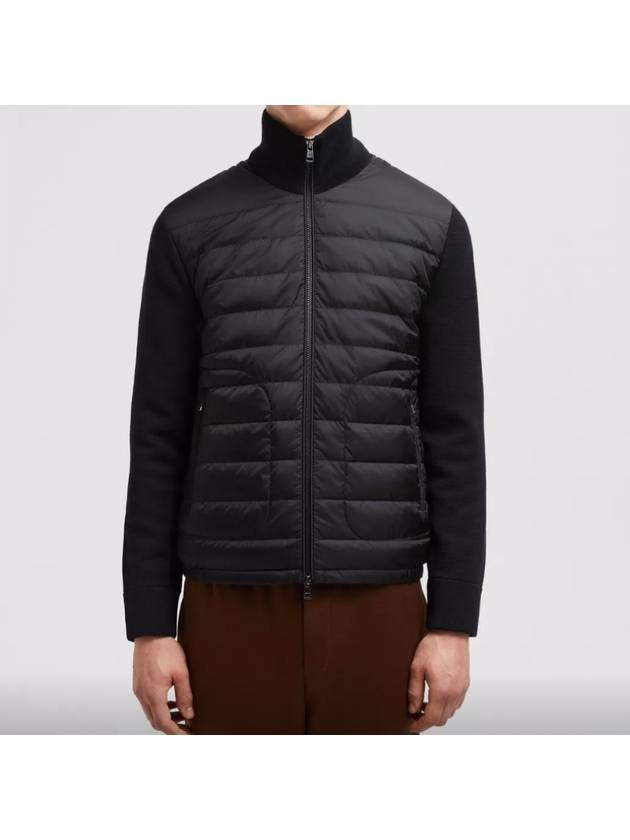 Padded Wool Cardigan Black - MONCLER - BALAAN 3