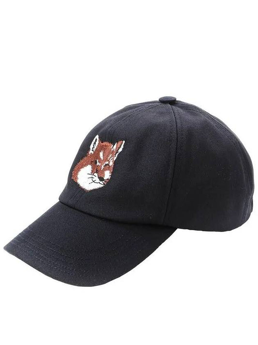 Large Fox Head Embroidered 6P Ball Cap Navy - MAISON KITSUNE - BALAAN 2