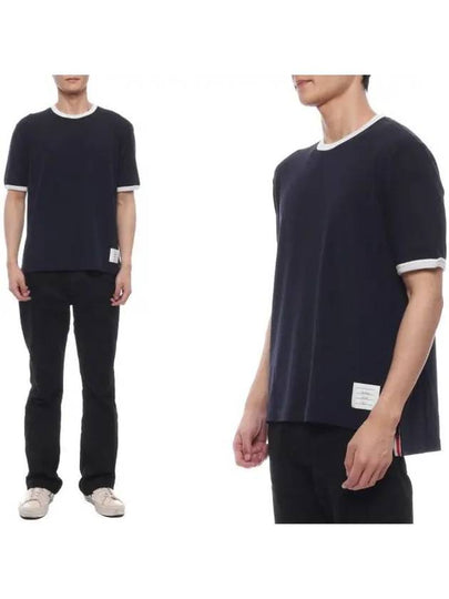 Ringer Wool Jersey Short Sleeve T-Shirt Navy - THOM BROWNE - BALAAN 2