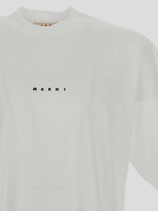 Logo Organic Cotton Short Sleeve T-Shirt White - MARNI - BALAAN 5