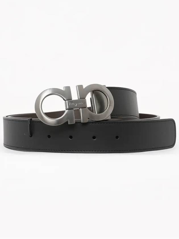 Gancini Reversible Adjustable Leather Belt Black Dark Brown - SALVATORE FERRAGAMO - BALAAN 4