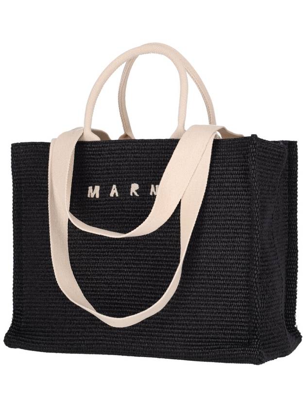 Raffia East West Tote Bag Black - MARNI - BALAAN 3