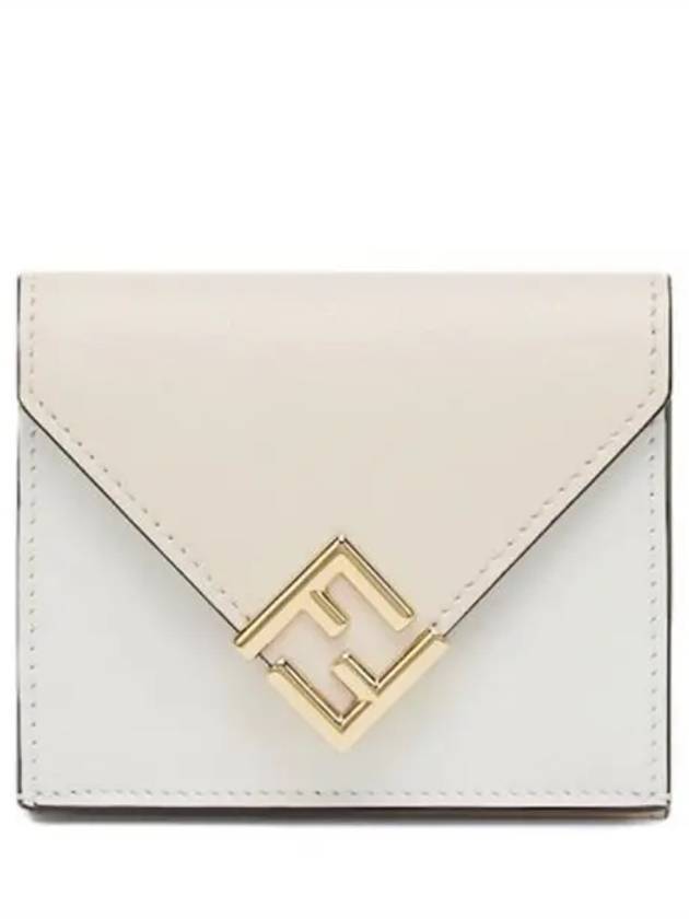 FF Diamond Tri-Fold Leather Half Wallet White - FENDI - BALAAN 2