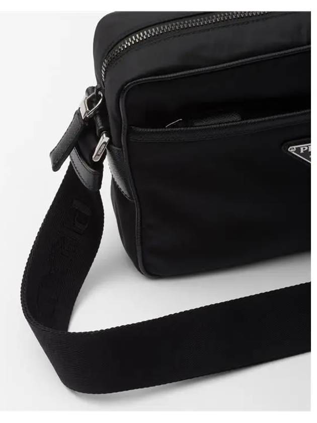 Re-Nylon Saffiano Leather Triangle Logo Cross Bag Black - PRADA - BALAAN 5