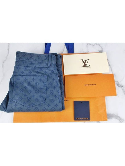 LV logo pattern denim pants blue - LOUIS VUITTON - BALAAN 2