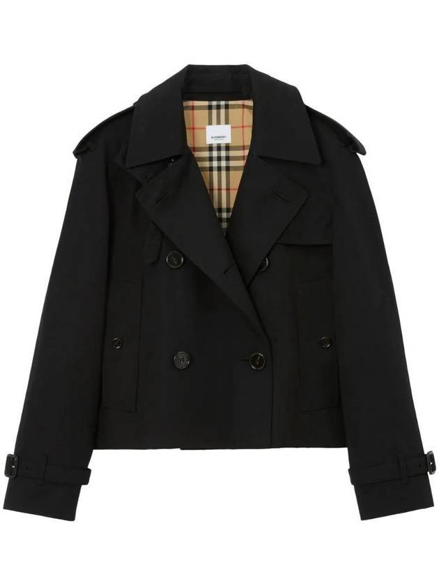 Double Breasted Crop Trench Coat Black - BURBERRY - BALAAN 1