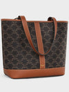 Triomphe Canvas Calfskin Tote Bag Brown Black - CELINE - BALAAN 4