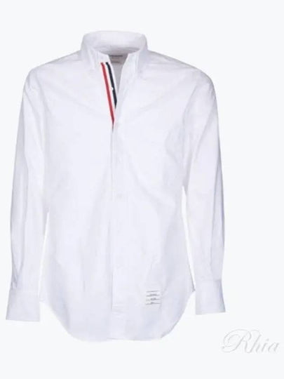 Men's Logo Patch Classic Cotton Long-Sleeve Shirt White - THOM BROWNE - BALAAN 2