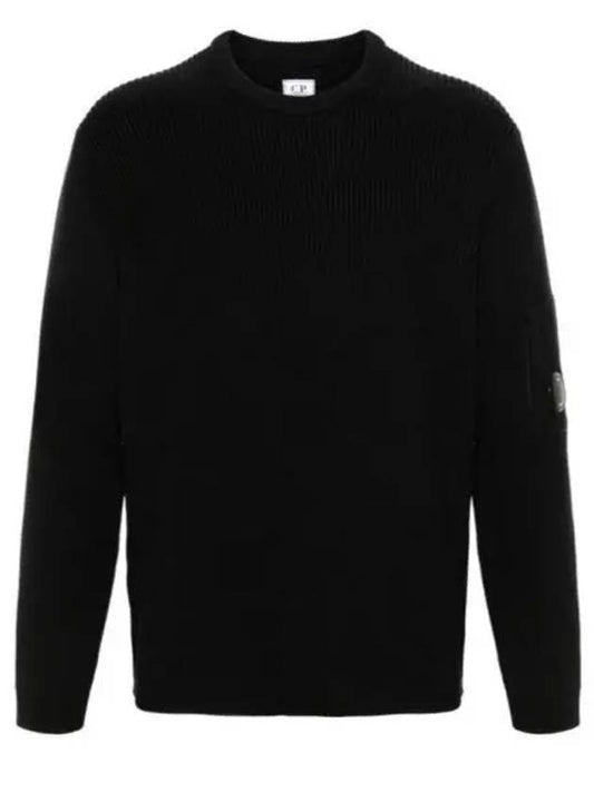 Full Rib Crew Neck Knit Top Black - CP COMPANY - BALAAN 2