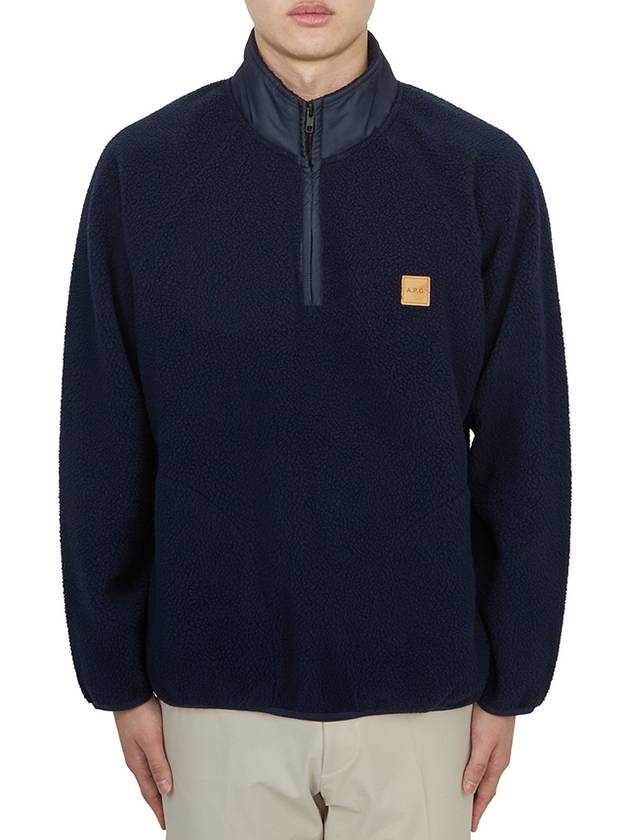 Logo Applique Fleece Sweatshirt Navy - A.P.C. - BALAAN 2