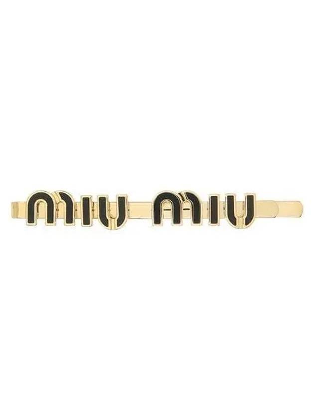 Enamel Metal Hair Clip Gold Black - MIU MIU - BALAAN 2