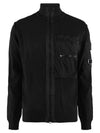 Cotton Mix Zip-Up Knit Cardigan Black - CP COMPANY - BALAAN 1