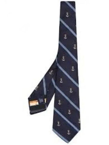 SavingsVintage Style Anchor Stripe Silk Tie Navy - POLO RALPH LAUREN - BALAAN 1