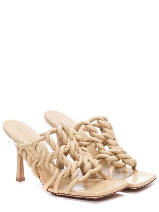 Stretch Braid Sandals Heel Beige - BOTTEGA VENETA - BALAAN 5