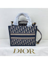 Small Book Tote Blue  Oblique Embroidery Calf Skin - DIOR - BALAAN 3