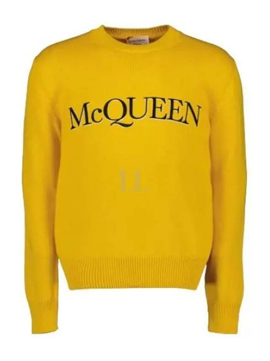 Embroidered Logo Knit Top Yellow - ALEXANDER MCQUEEN - BALAAN 2