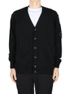 Lambswool GRS Buttoned Cardigan Black - CP COMPANY - BALAAN 4