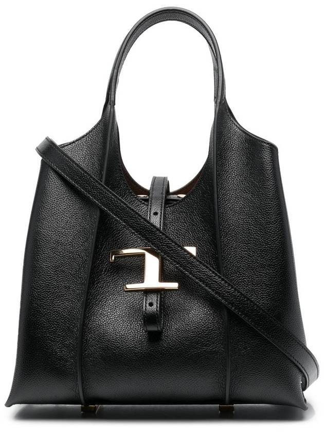 T Timeless Leather Shopping Mini Tote Bag Black - TOD'S - BALAAN 2