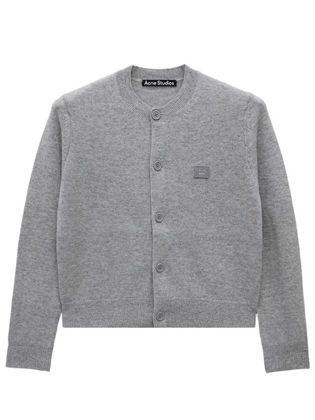 Face Patch Crop Cardigan Light Grey Melange - ACNE STUDIOS - BALAAN 2