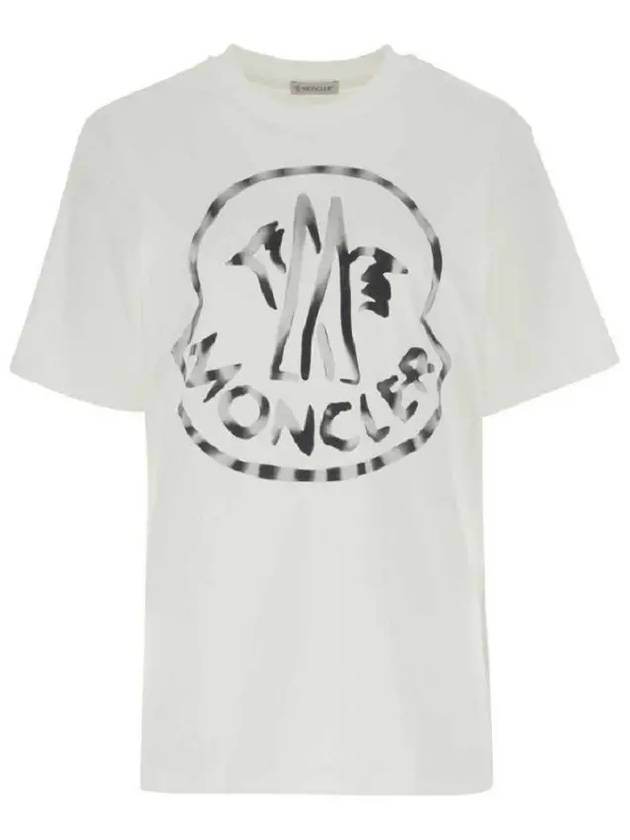 Logo Print Cotton Jersey Short Sleeve T-Shirt Off White - MONCLER - BALAAN 5