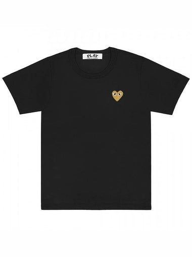 Comme des Garçons Gold Waffen Black Short Sleeve TShirt - COMME DES GARCONS PLAY - BALAAN 1