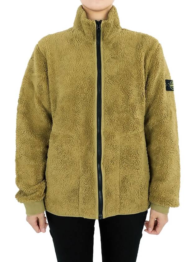 Kids Garment Dyed Cotton Polyester Terry Zip Up Jacket Mustard - STONE ISLAND - BALAAN 4