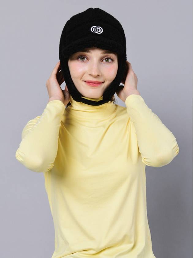 Women s Fleece Velcro Opening Black Soft Type Eardrop Cap DO6232AC113 - DOYOUKNOWMC GOLF WEAR - BALAAN 1