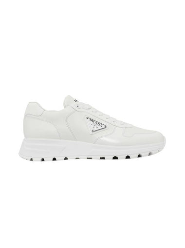 Triangle Logo Leather Low-Top Sneakers White - PRADA - BALAAN 1