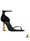 Opium Gold YSL Logo Open Toe Sandal Heels Black - SAINT LAURENT - BALAAN 2