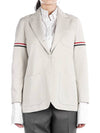 Women's RWB Tab Crop Sleeve Blazer Jacket Natural White - THOM BROWNE - BALAAN 2