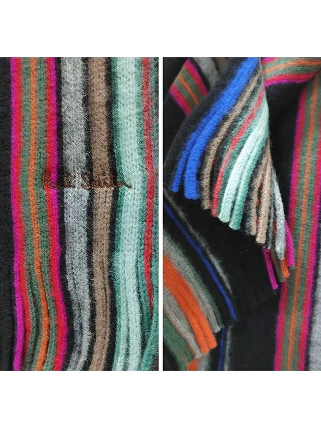 Signature Stripe Cashmere Scarf Black - PAUL SMITH - BALAAN 5