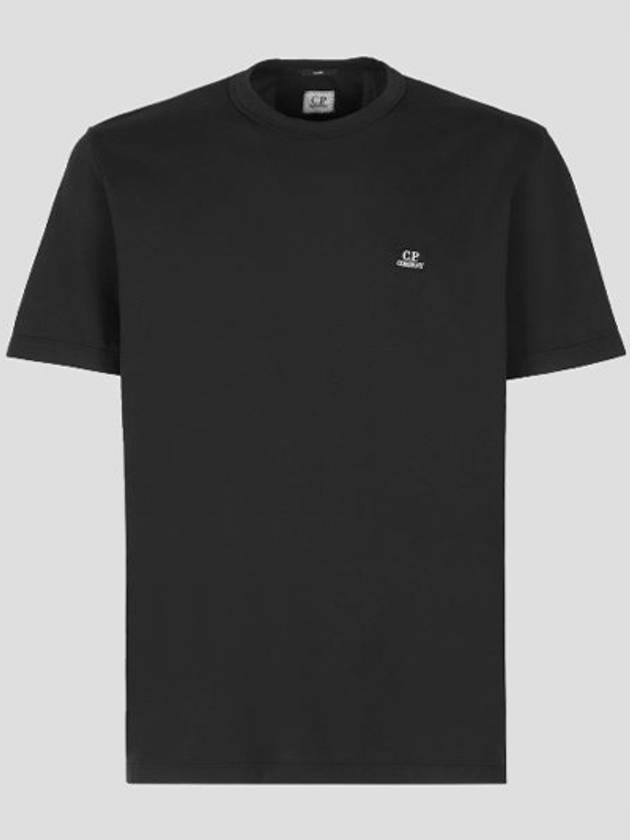 Tacting Pique Logo Crew Neck Short Sleeve T-Shirt Black - CP COMPANY - BALAAN 2