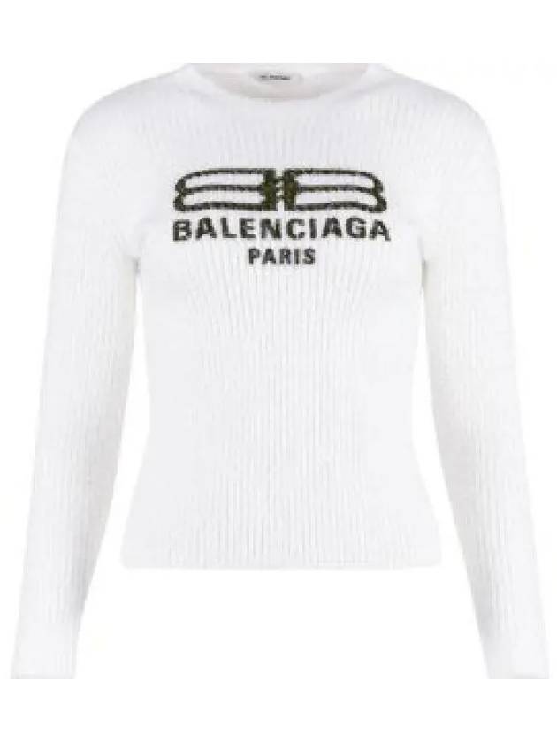 BB logo crew neck knit top white - BALENCIAGA - BALAAN 2