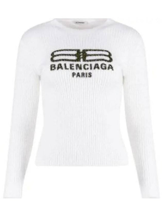 BB logo crew neck knit top white - BALENCIAGA - BALAAN 2