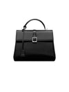 Le Fermoir Small Top-Handle Brushed Leather Tote Bag Black - SAINT LAURENT - BALAAN 3