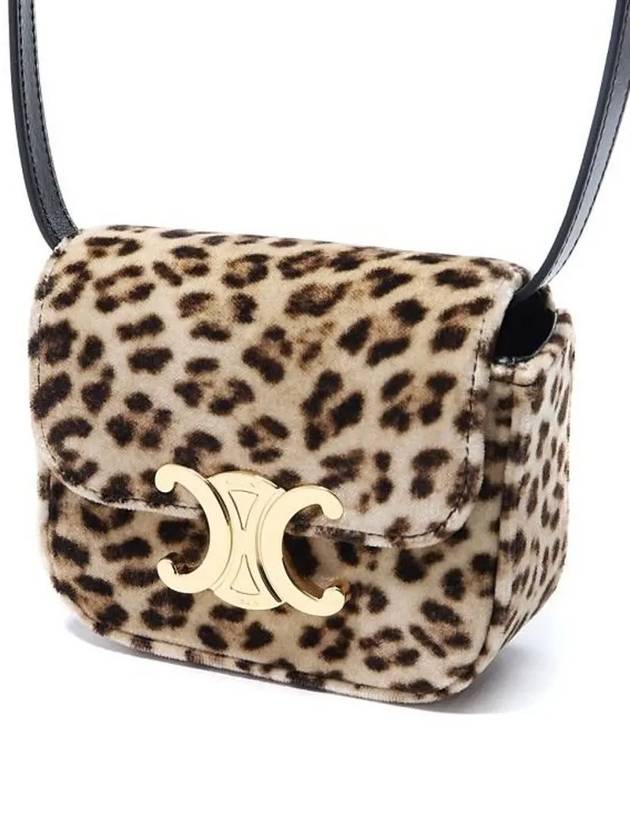 Mini Claude Leopard Print Velvet Cross Bag - CELINE - BALAAN 2