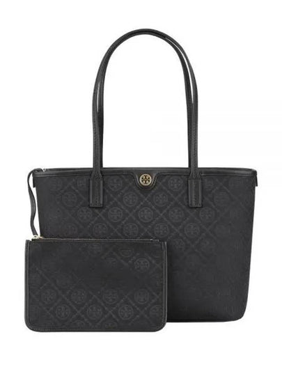 T Monogram Small Tote Bag Black - TORY BURCH - BALAAN 2