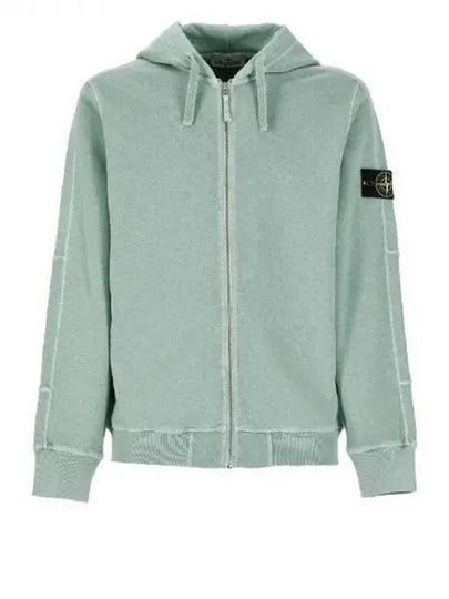 Men's Garment Dyed Malfile Zip Up Hoodie Green - STONE ISLAND - BALAAN 2