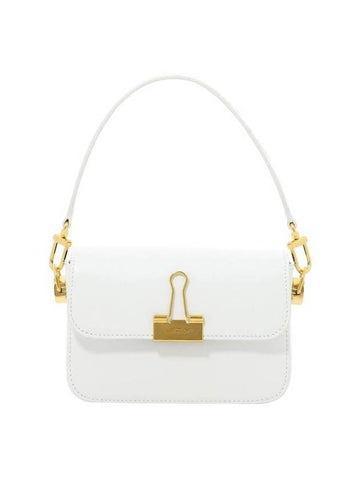 binder clip calfskin small shoulder bag white - OFF WHITE - BALAAN 1