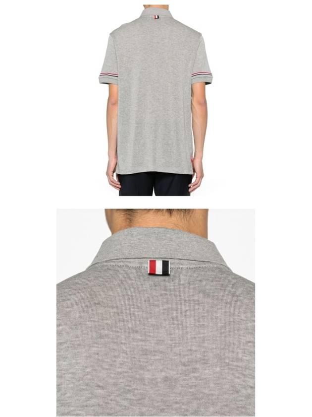 Lightweight Cotton Short Sleeve Polo Shirt Grey - THOM BROWNE - BALAAN 6