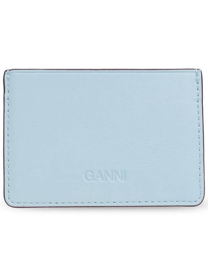 Ganni Card Holder With Logo, Women's, Light Blue - GANNI - BALAAN 2