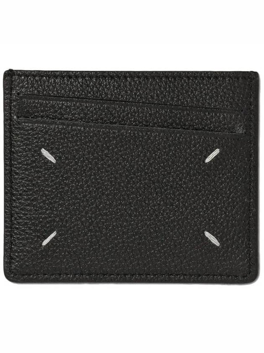 Stitched Diagonal Leather Card Wallet Black - MAISON MARGIELA - BALAAN 2