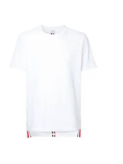 Men's Center Back Striped Short Sleeve T-Shirt White - THOM BROWNE - BALAAN 2