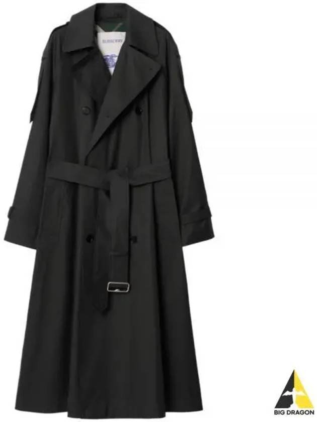 Long Gabardine Trench Coat Black - BURBERRY - BALAAN 2