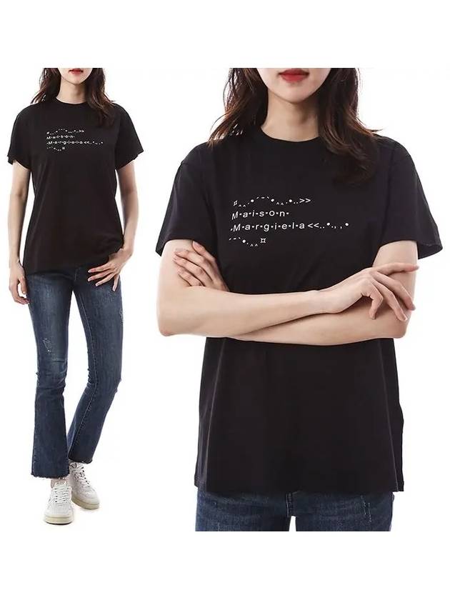 Women's Emoji Logo Font Generator Short Sleeve T-Shirt Black - MAISON MARGIELA - BALAAN 2