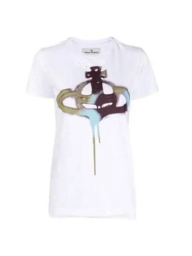 ORB Printing Round Neck Short Sleeve White Women's Short Sleeve 197092 - VIVIENNE WESTWOOD - BALAAN 1