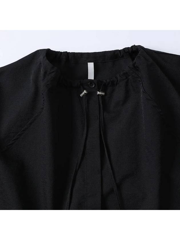 Summer wool half shirring blouse black - NOIRER FOR WOMEN - BALAAN 5